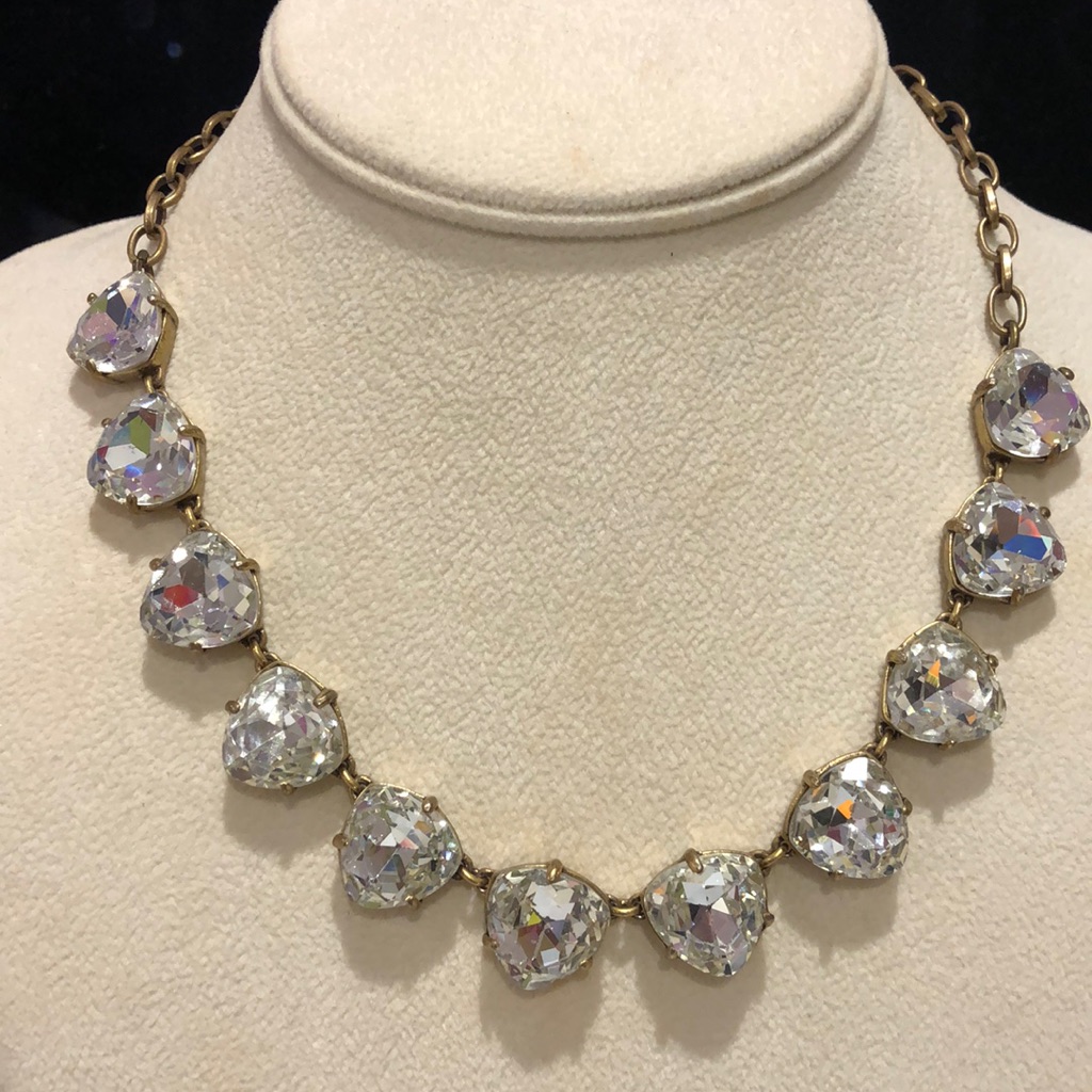 Clear Crystal/Antique Gold Statement Necklace